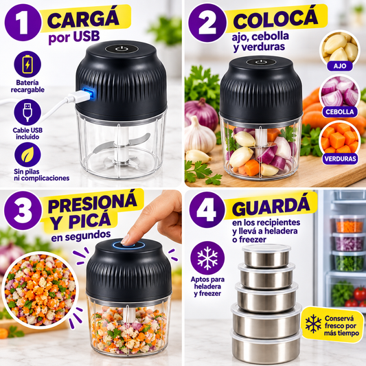 Combo Cocina Práctica – Picadora + Recipientes