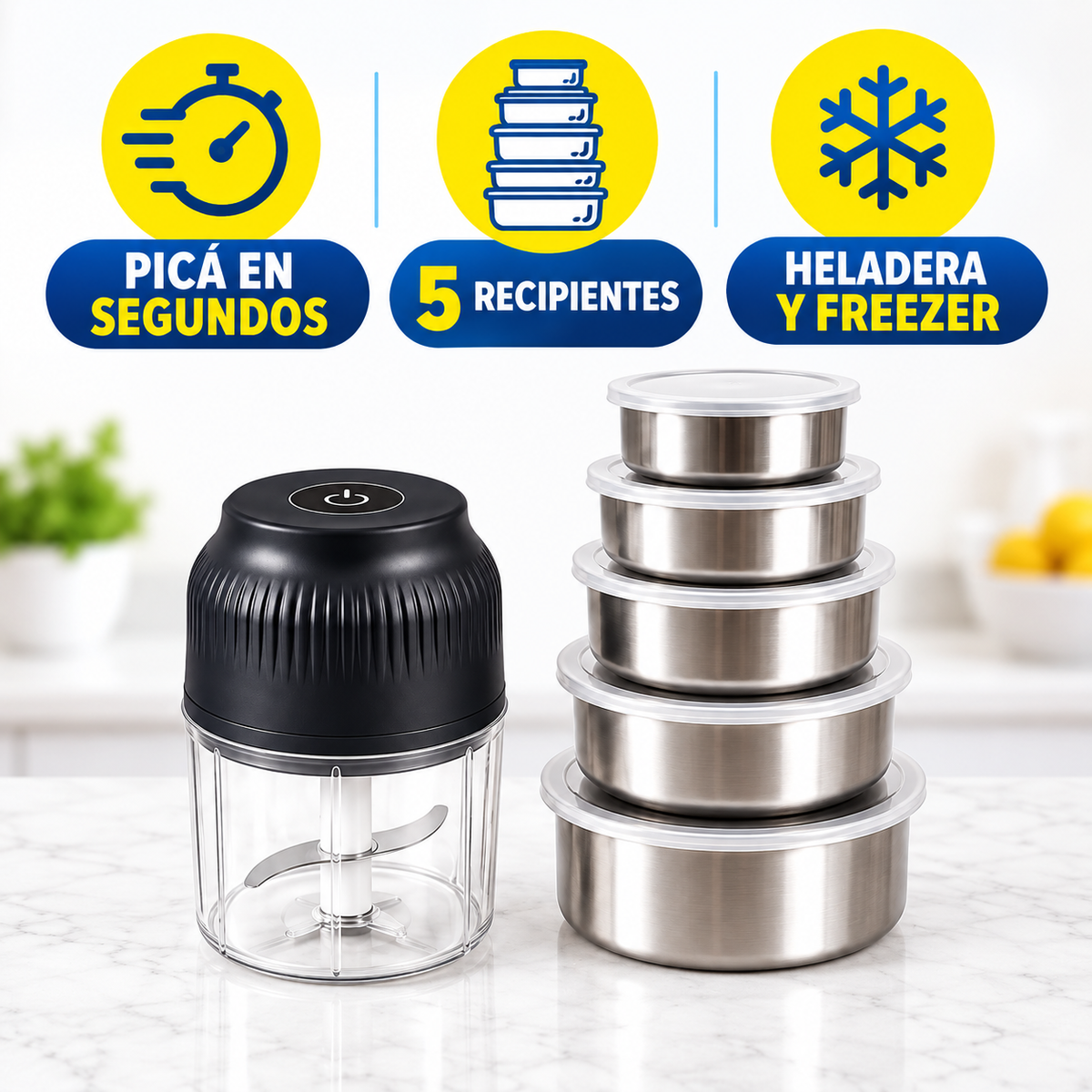 Combo Cocina Práctica – Picadora + Recipientes