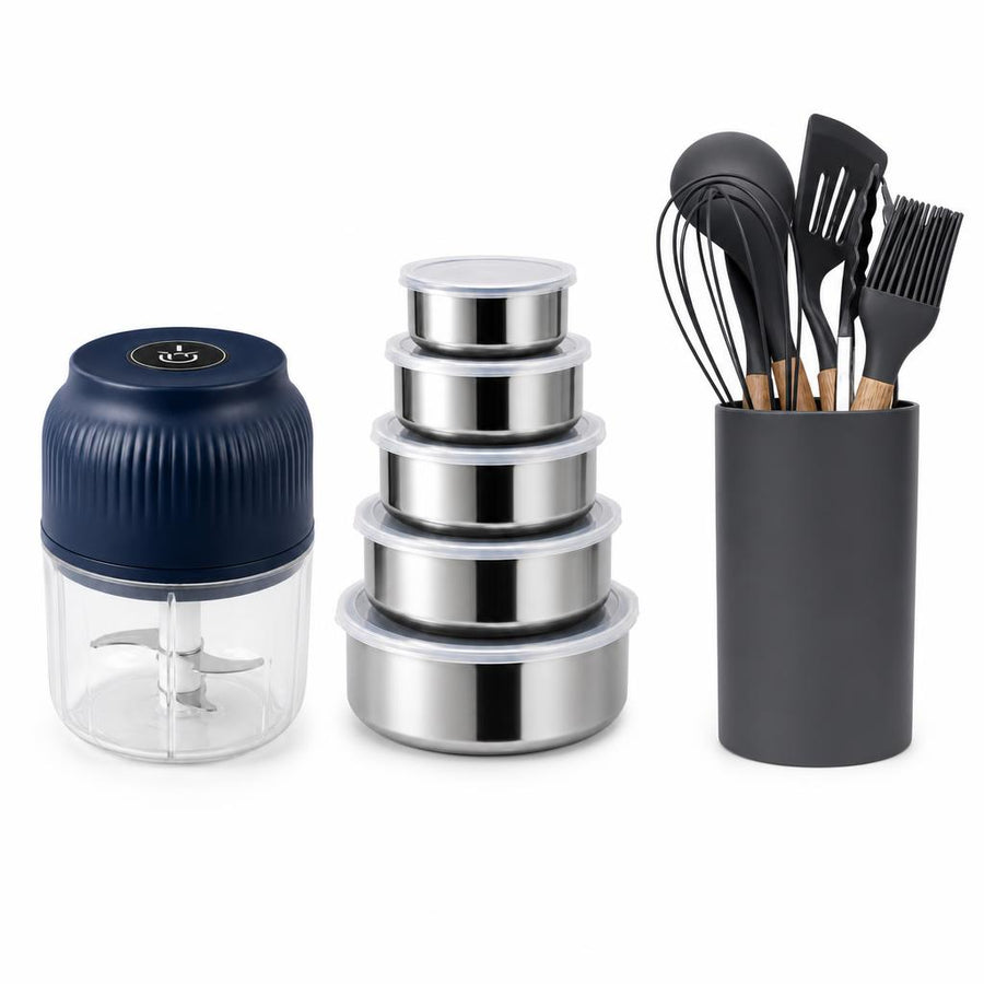 Combo Cocina Completa: picadora, 5 recipientes y 7 utensilios