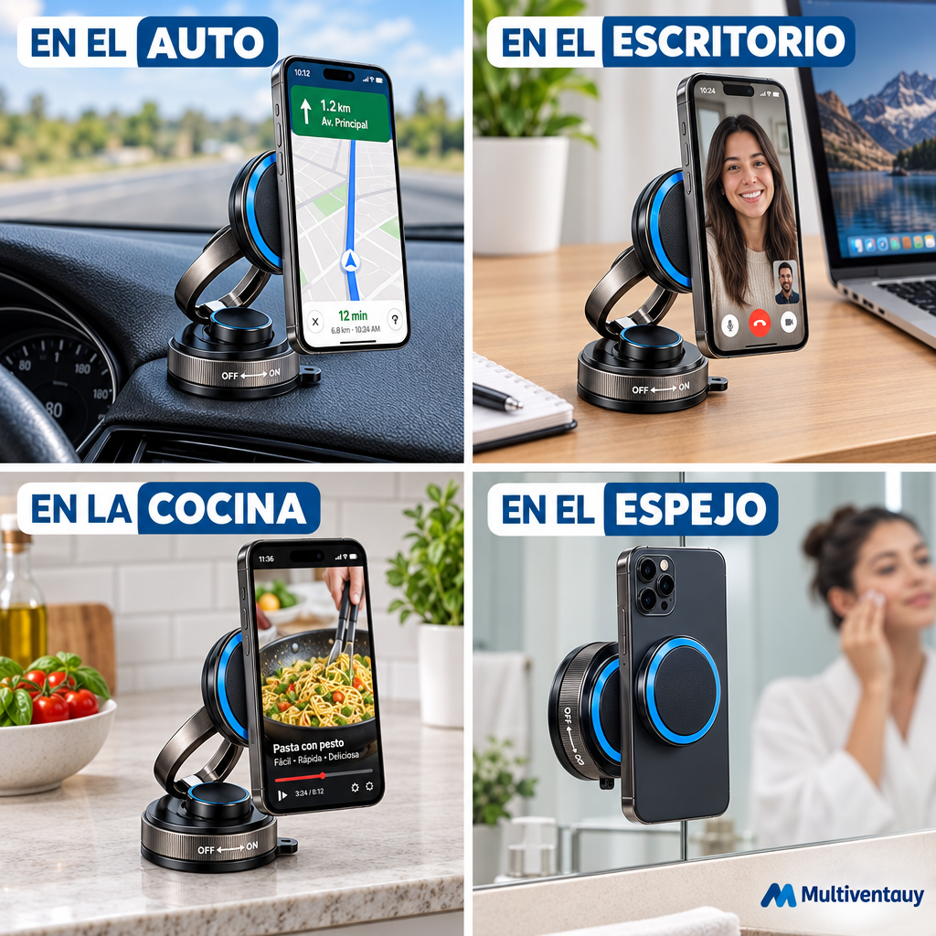 Soporte Magnético 360° para Celular — Ventosa al Vacío